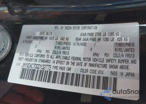 2016 Mazda Mx-5 Miata Club z USA, uszkodzony, nr VIN JM1NDAC70G0102773